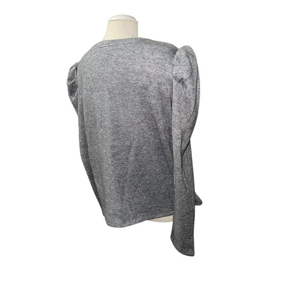 Les Serein Silver Puff Sleeve Sweater Womens Sz XXL Lightweight Rayon Blend Crew - Picture 9 of 11